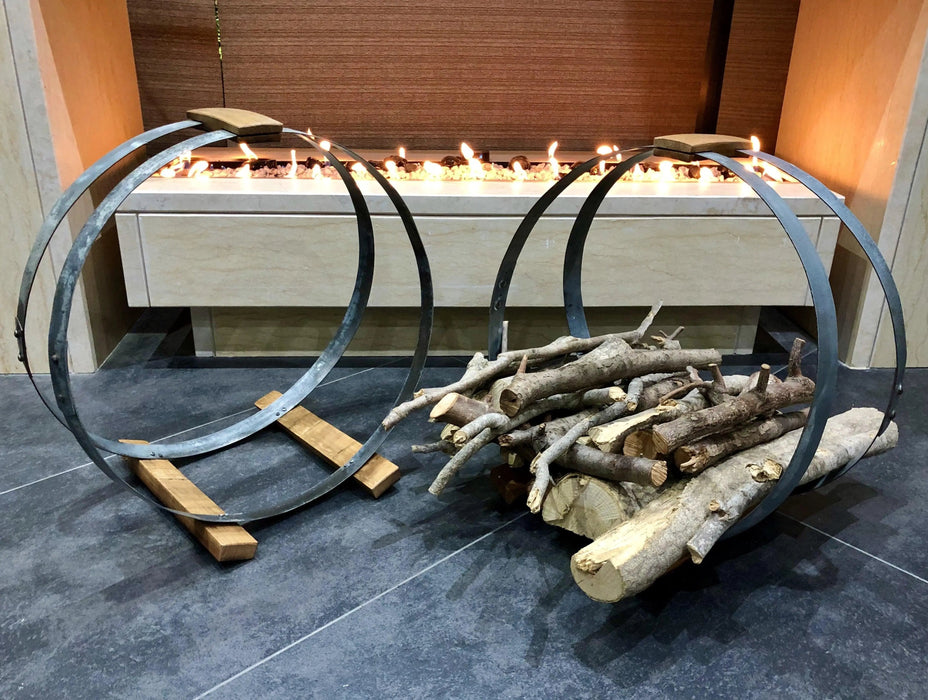 Wine Barrel Hoop Wood Basket 2 Pack - Rustic Wine Barrel Furniture & Gifts - Whiskey Barrel Accessories
