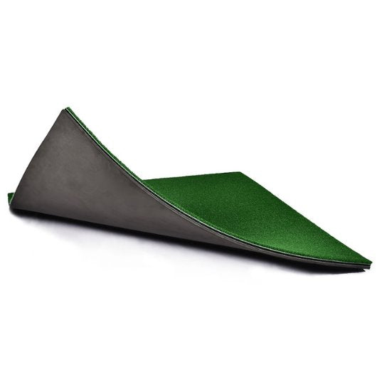 Green and gray pet ramp on a white background