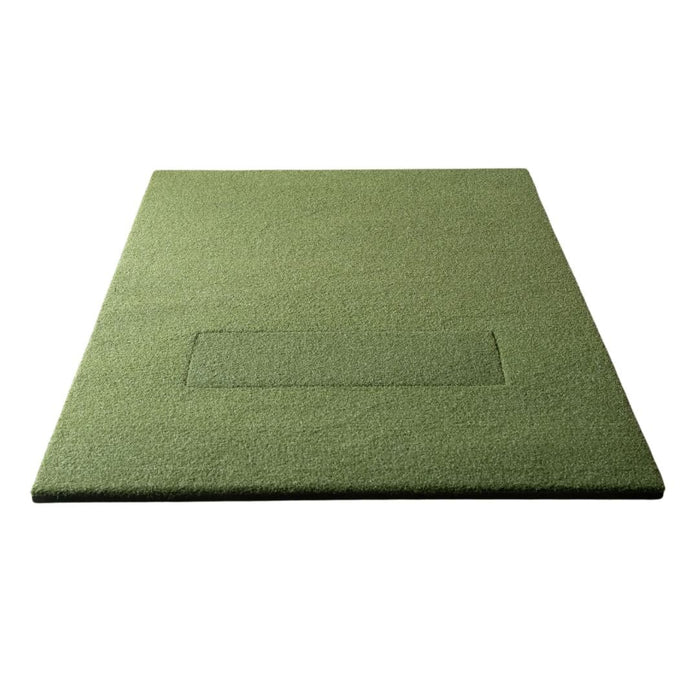 Green rectangular mat with a cutout on a white background