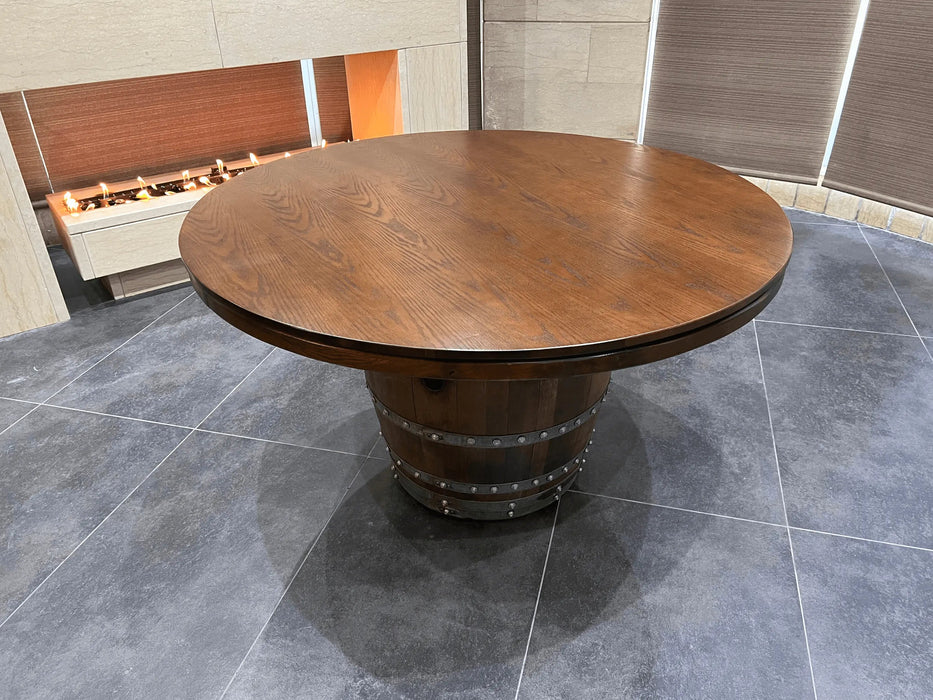 Dark Navy Blue Wine Barrel Poker Set with Removable Dining Top - Game Table & Barrel Chair - Wine Barrel Table for Dining and Poker