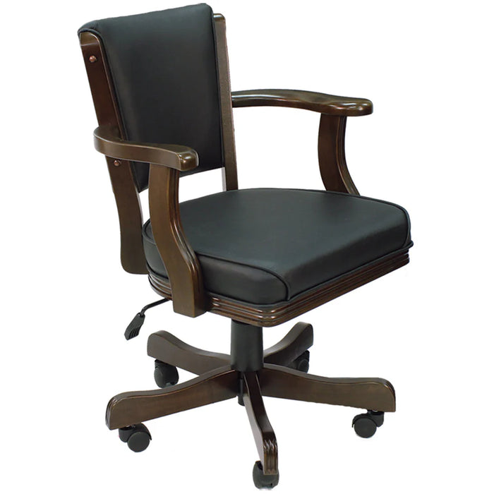 Black office chair with wooden frame on a white background