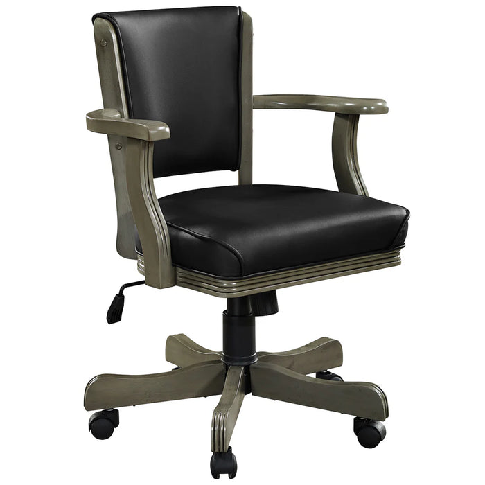 Black office chair with armrests on a white background