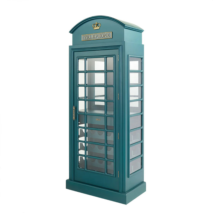 Teal phone booth model on a white background