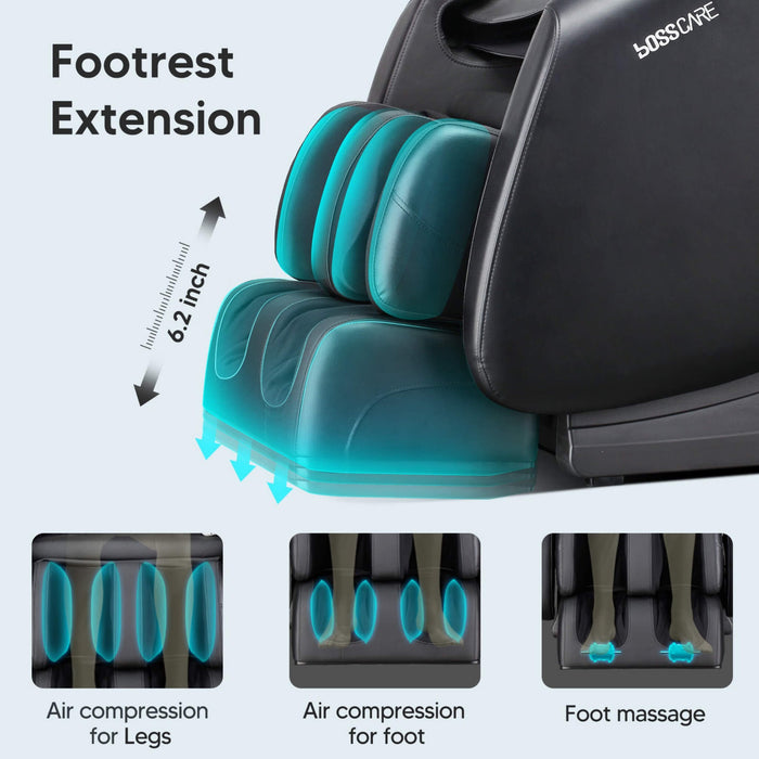 Footrest extension with air compression and massage features on a white background