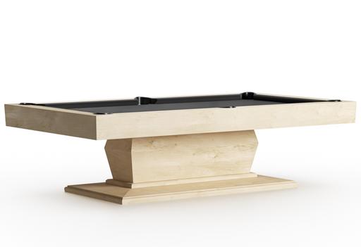 Beige pool table with black felt on a white background