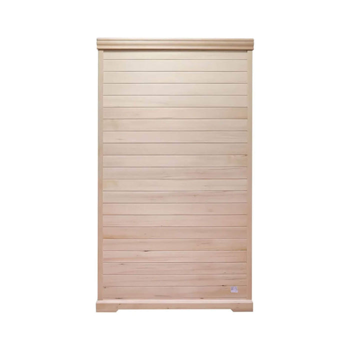 Wooden blind with a white background