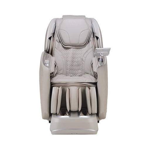 Beige massage chair with quilted design on a white background