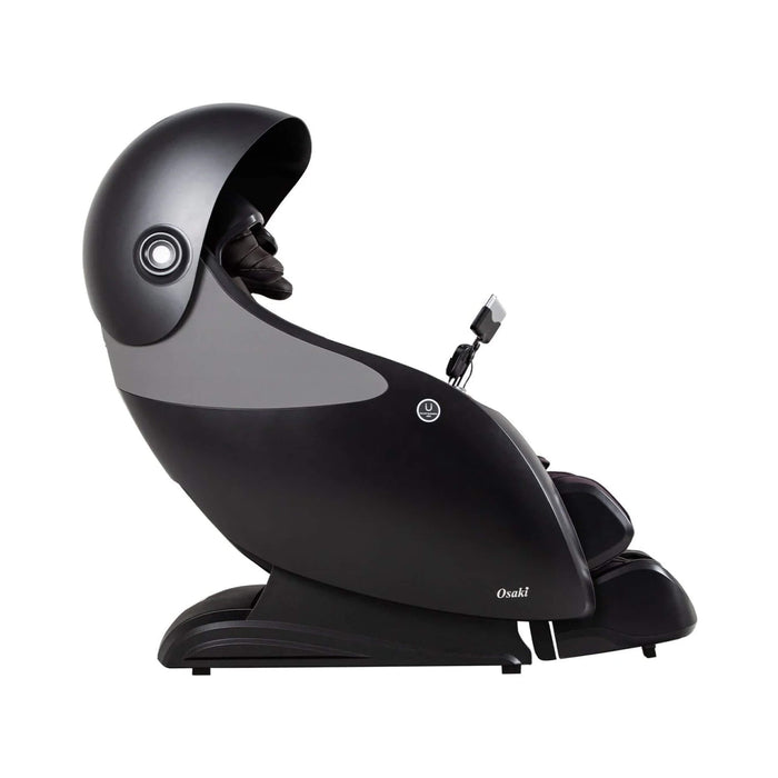 Black massage chair with gray accents on a white background