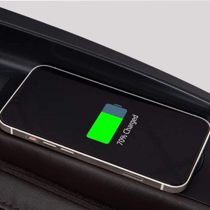 Smartphone with battery indicator on a black surface