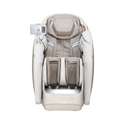 Massage chair with beige and white design on a white background