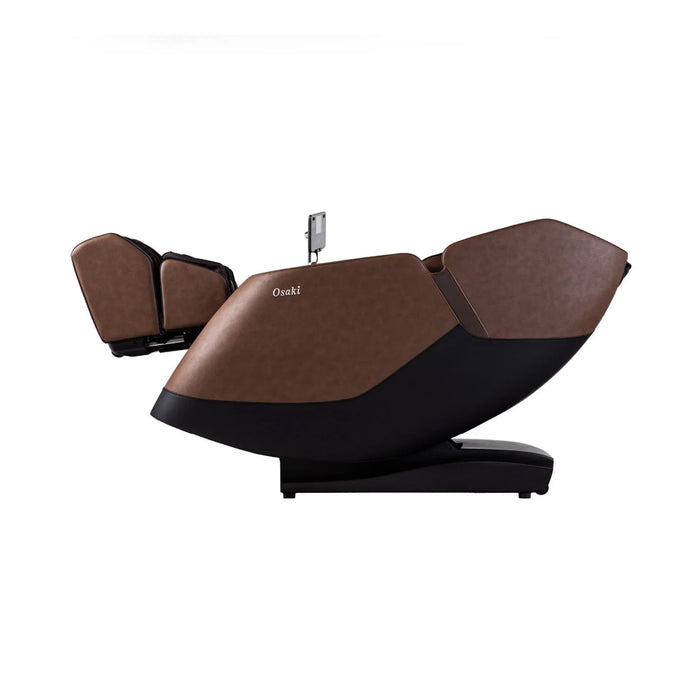 Brown and black massage chair on a white background