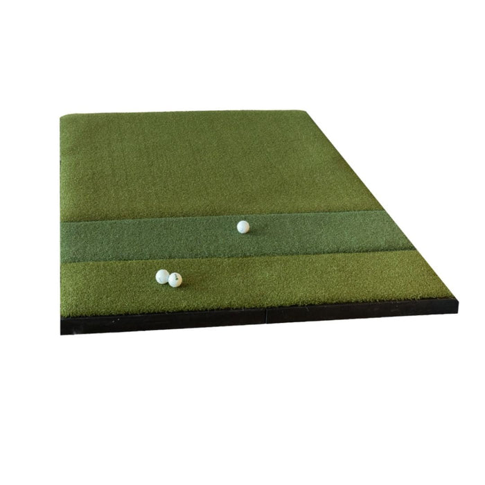 Green mat with three white balls on a white background