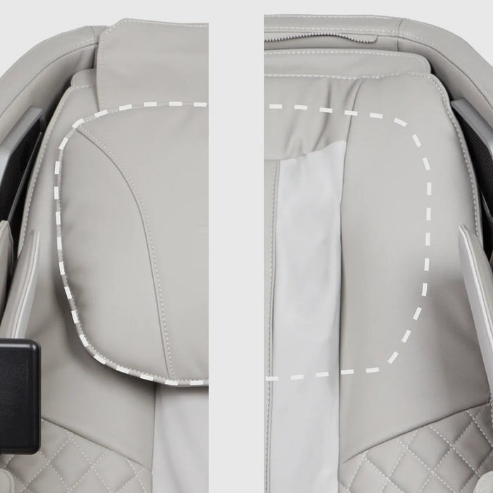 Close-up of a car seat with quilted pattern and stitching details.