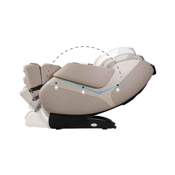 Massage chair with beige and white design on a white background