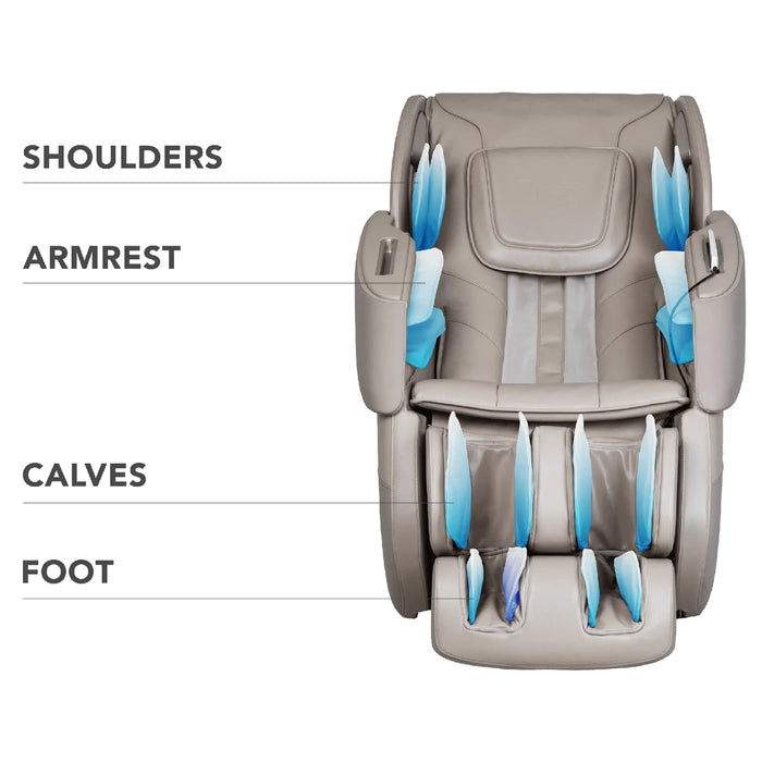 Massage chair with labeled massage points on a white background