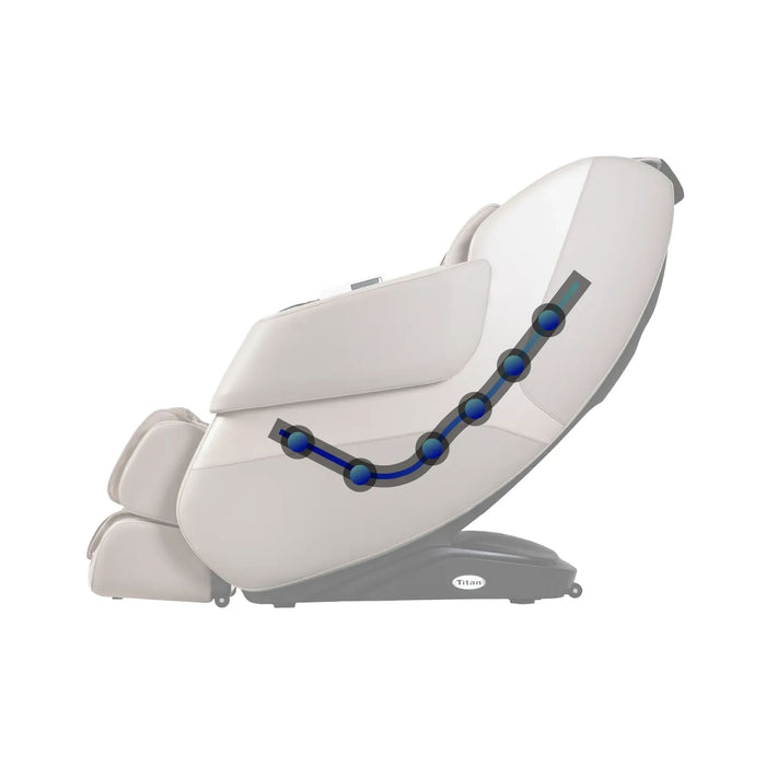 Massage chair with blue massage rollers on a white background