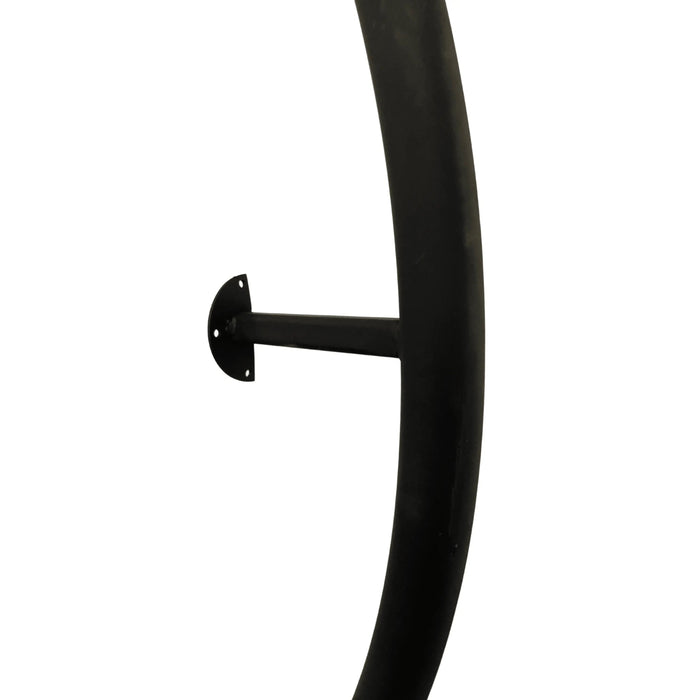 Black metal handrail on a white background
