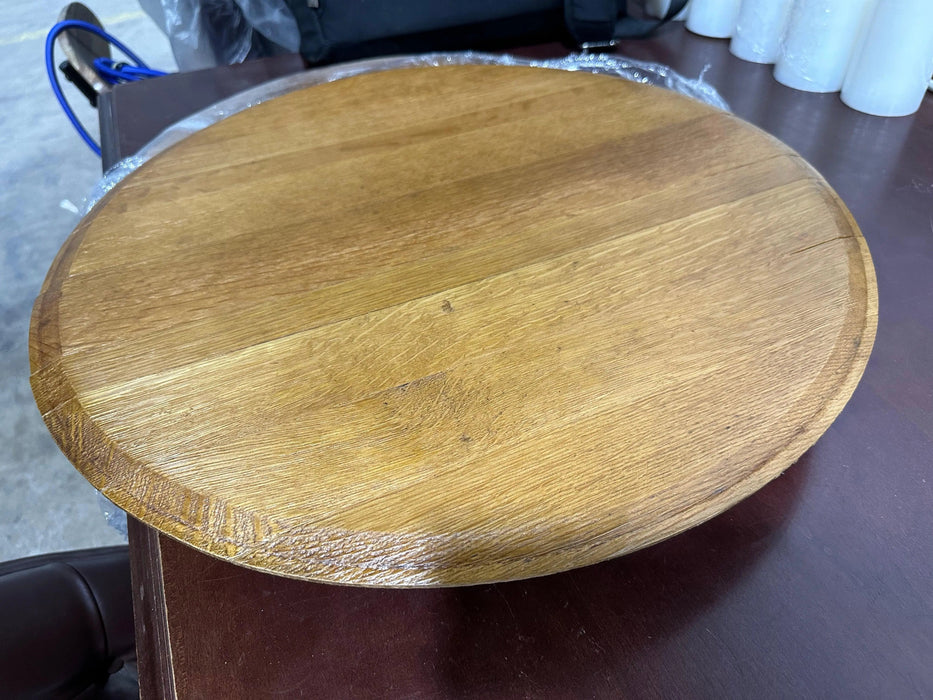 Finished Barrel Oak Head With Backing Installed (Lid, Barrel Top, Wood, Wine, Whiskey, Cooperage Marks, Gift For Him, Dad, Project)