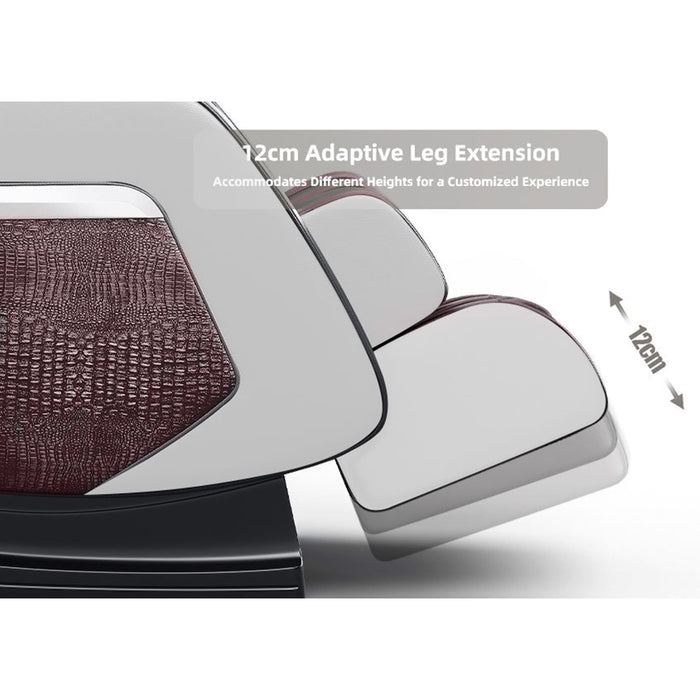 Ergonomic chair with 12cm adaptive leg extension feature on a white background