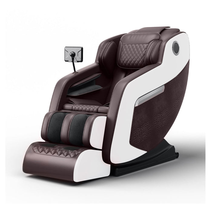 Massage chair with brown and white design on a white background