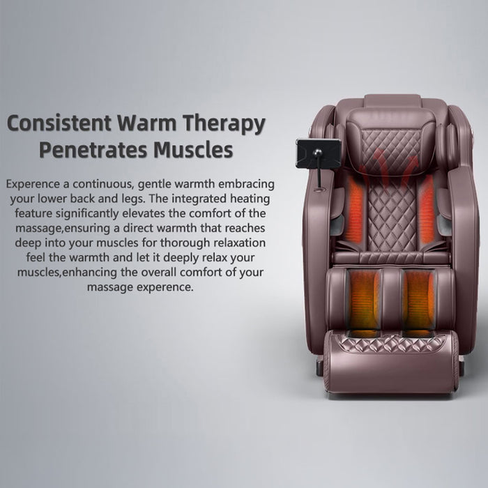 Massage chair with heating feature on a gray background