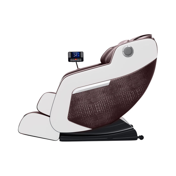 Massage chair with brown and white design on a white background