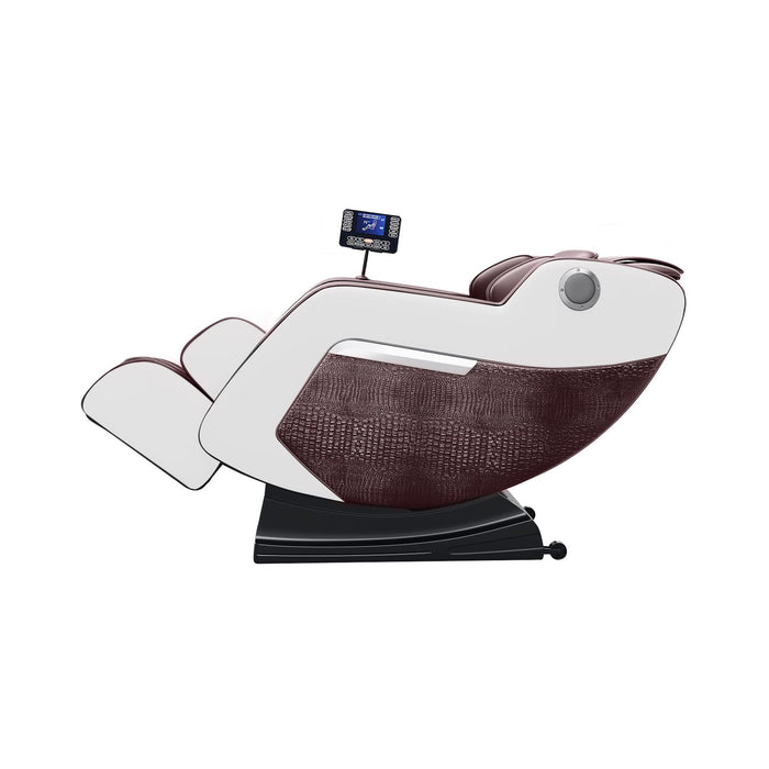 Massage chair with brown and white design on a white background