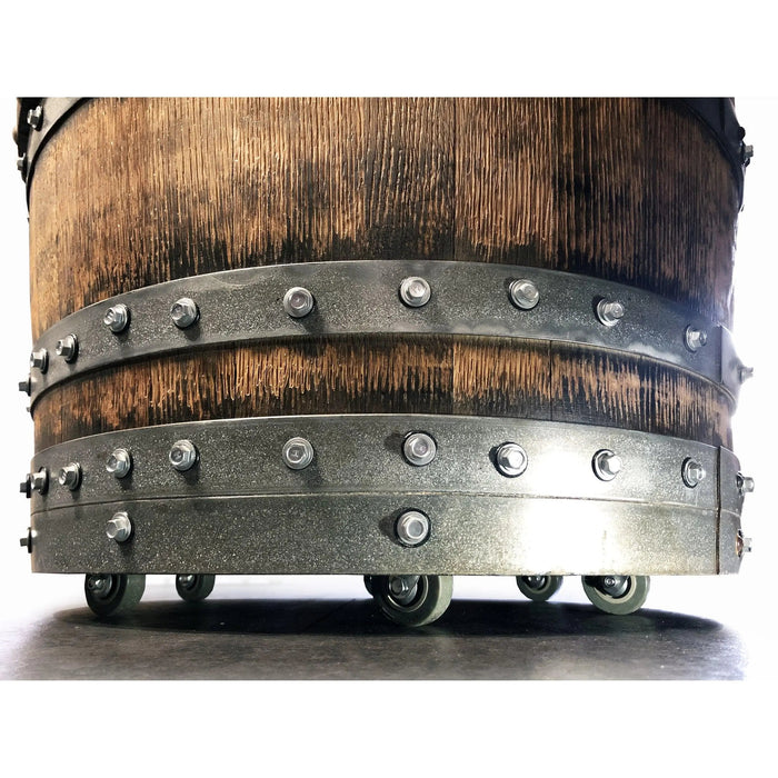 Wine Barrel Round Coffee Table Set with 2 Chairs - Rustic Whiskey Barrel Furniture Set - Handmade Solid Oak -