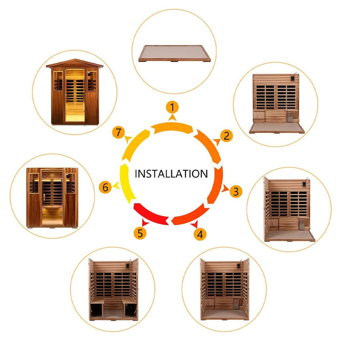 Premium 4-Person Luxury Low EMF Outdoor FAR Infrared Home Sauna With Bluetooth Audio, 2050W (SAK15372)