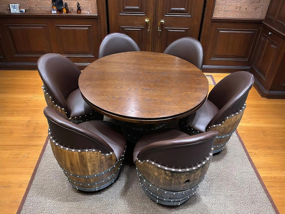 Wine Barrel Poker Set with Removable Dining Top - Game Table & Barrel Chair - Wine Barrel Table for Dining and Poker