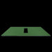 Green golf mat with a central hole on a black background