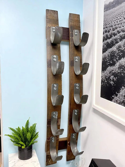 Wine Barrel Stave 5-Bottle Holder - Wall Mount Wine Rack - Rustic Wine Barrel Decor - Unique Wine Storage