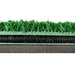 Cross-section of artificial grass with green top layer, black coil, and gray base on a white background