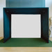 Front view of Golf Simulator booth with white screen and black surround