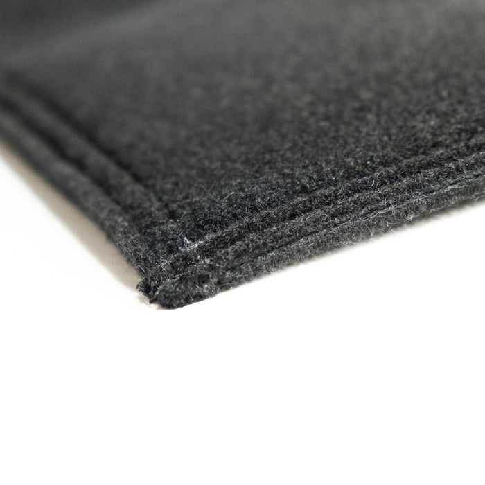 Close-up of a black felt material on a white background