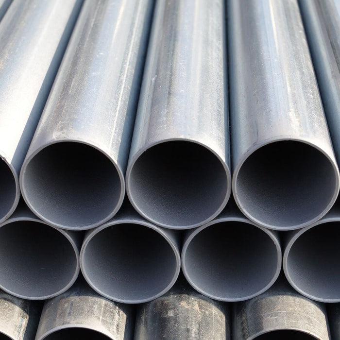Stack of metal pipes with a close-up view