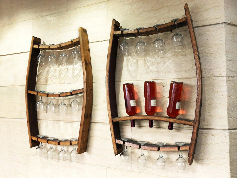 Handcrafted Wine Barrel Bar Set #2 - Whiskey & Wine Barrel Bar with Pub Table and Bar Stools for Home Bar Decor
