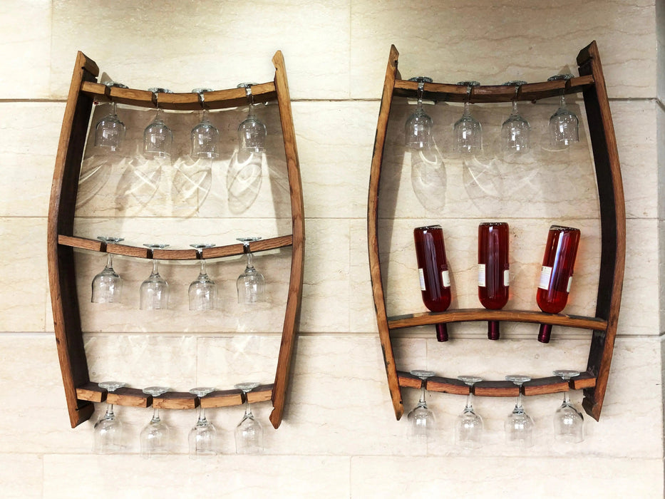Handcrafted Wine Barrel Bar Set #2 - Whiskey & Wine Barrel Bar with Pub Table and Bar Stools for Home Bar Decor