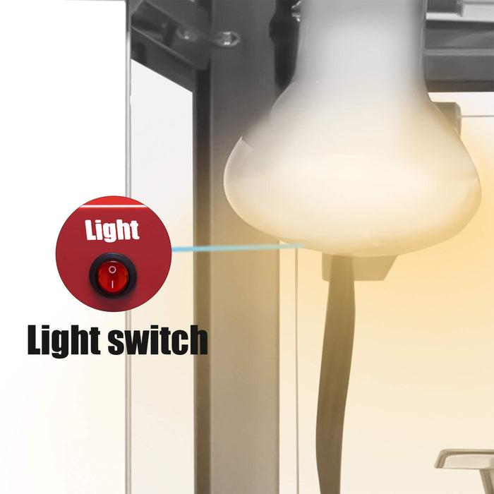 Light switch labeled with a light bulb icon and text, next to a light bulb.