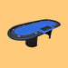 Poker table with blue playing surface on an orange background