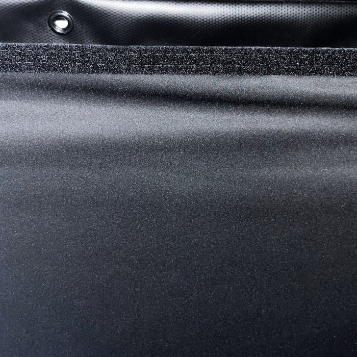 Close-up of black textured fabric with a subtle pattern