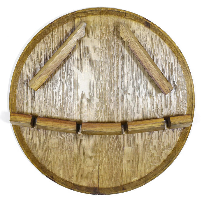 Wine Rack Wall Mount - Wine Barrel Head Bottle-Glass Display - Rustic Wall Wine Rack - Unique Wine Barrel Decor