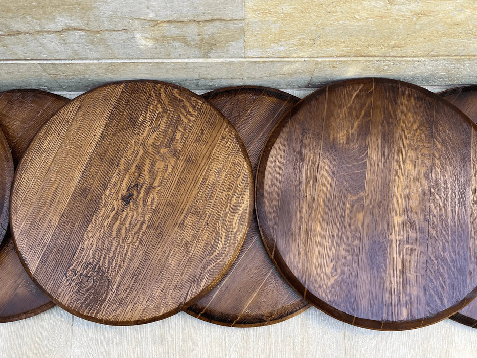 Finished Barrel Oak Head With Backing Installed (Lid, Barrel Top, Wood, Wine, Whiskey, Cooperage Marks, Gift For Him, Dad, Project)